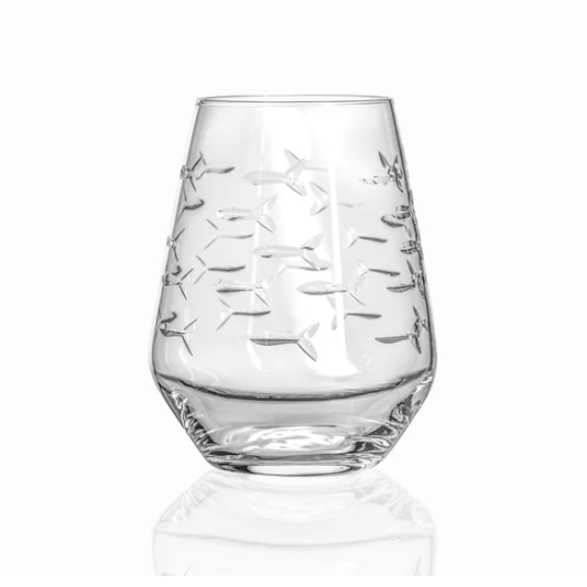 Stemless Wine Glass - School of Fish