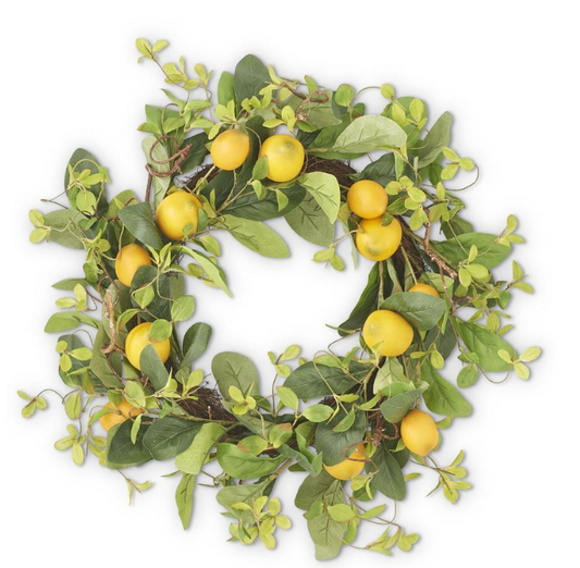 Lemon and Foliage Wreath w/Grapevine Base