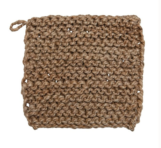 8" Square Crochet Jute Pot