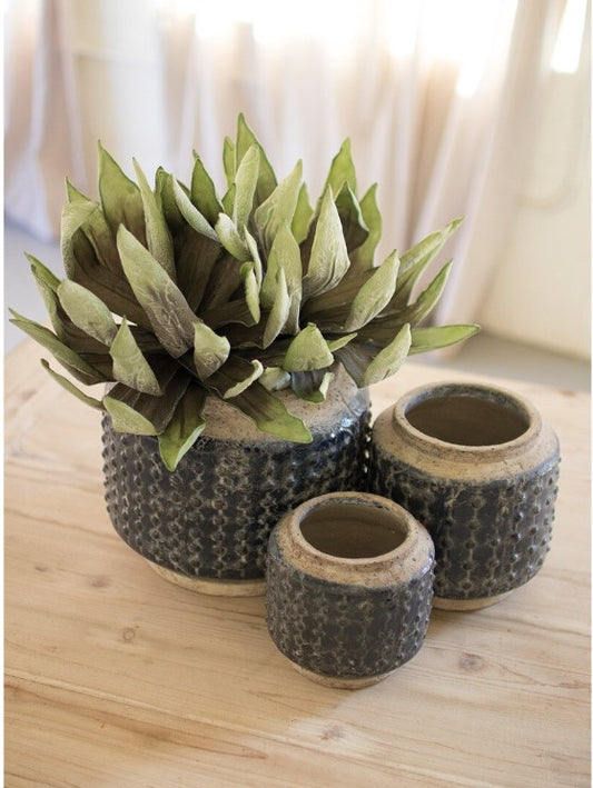 Blue Knobby Ceramic Pot - Small