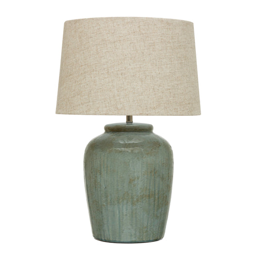 Stoneware Table Lamp -Aqua/Green