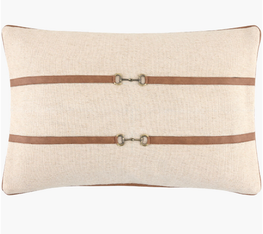 Leather Detail Lumbar Pillow