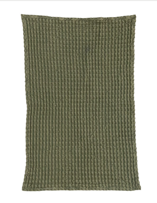 Cotton Waffle Tea Towel - Green