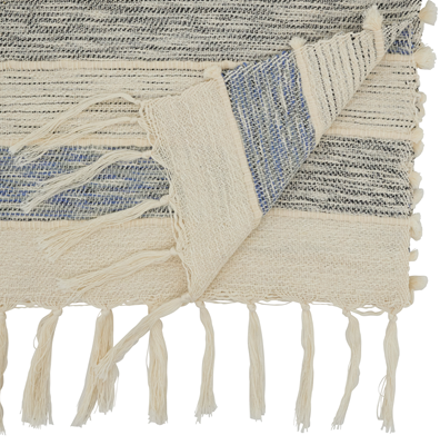 Blue/Cream Striped Table Runner