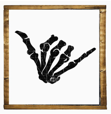 Shaka Skeleton Wood Sign