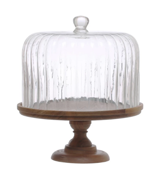 Cake stand with fluted dome