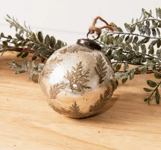 Antiqued Silver Ornament with Leaves