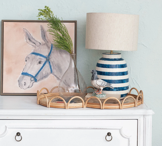 Blue Striped Resin Table Lamp