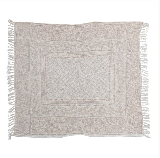 Cotton Print Throw - Putty