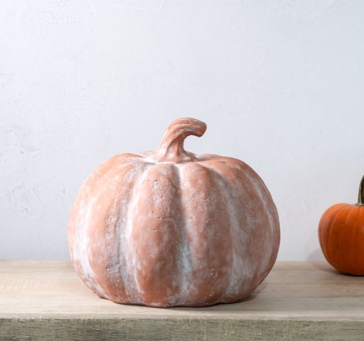 9"H Orange Terracotta Pumpkin