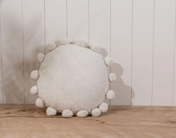 16" x 16" Peyton White Pom Pom Pillow
