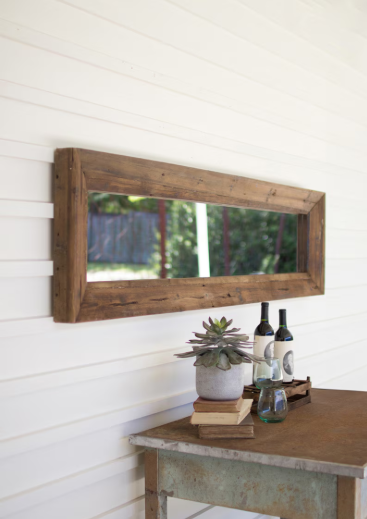 Long Rectangle Mirror with Recycled Wood Frame