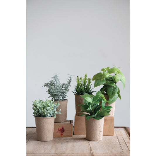 Faux Herb in Paper Pot
