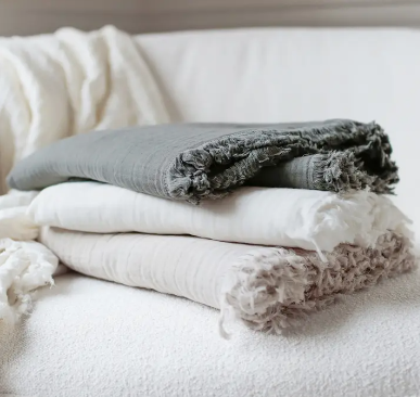 Gauze Throw Blanket - Taupe