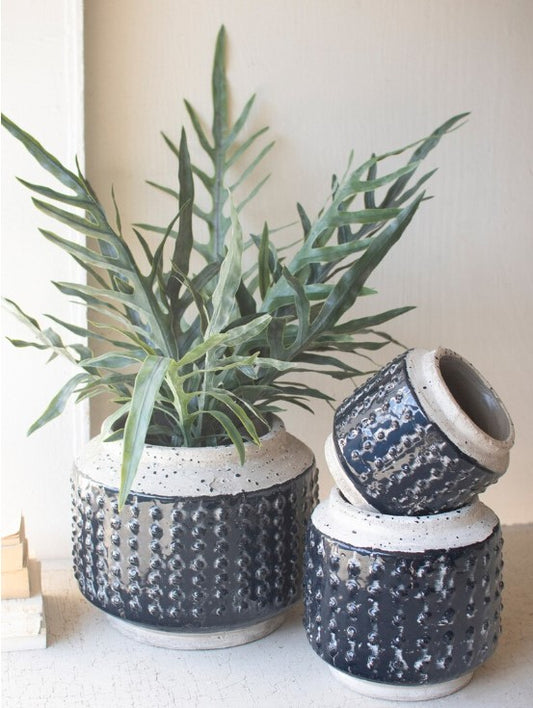 Blue Knobby Ceramic Pot - Medium