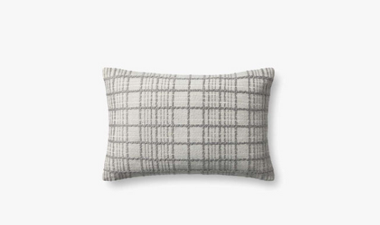 Checkered Lumbar Pillow - Grey