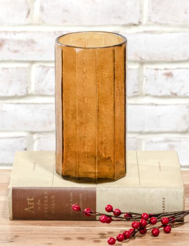 8" Amber Glass Vase