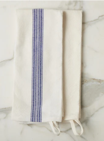 Linen Kitchen Towel Blue Stripe - S/2