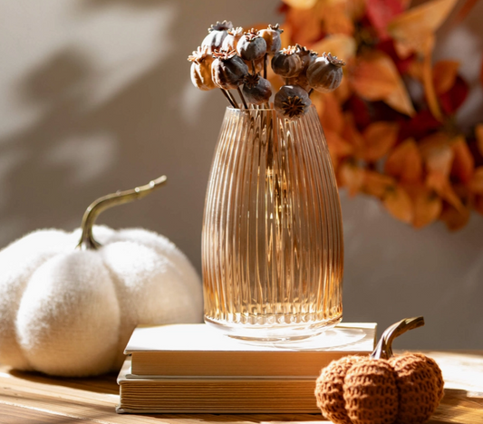 Ribbed Amber Vase