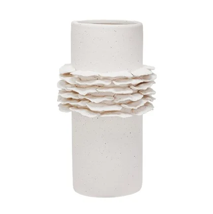 Matte Cream Vase with Ruffles