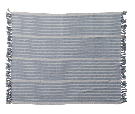 Cotton Blend Throw with Stripes