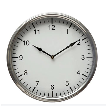 14" Round Metal Nickel Clock