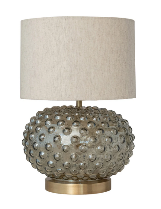Glass Hobnail Table Lamp -Smoke