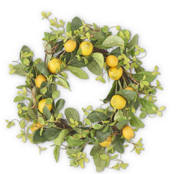 Lemon and Foliage Wreath w/Grapevine Base