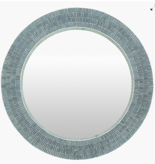 Blue Round Mirror