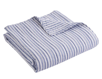 Tobago Stripe Quilted Throw - Blue