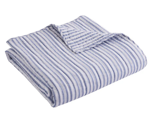 Tobago Stripe Quilted Throw - Blue