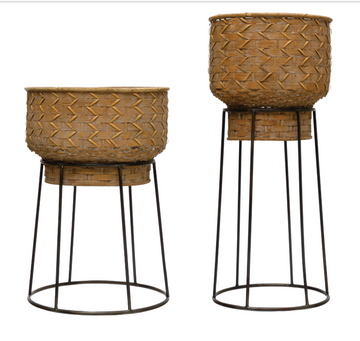 Hand-Woven Rattan Planter