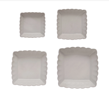 Square Stoneware Bowls - S/4
