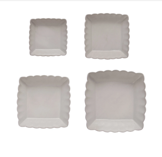 Square Stoneware Bowls - S/4