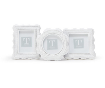 White Rattan Frame:  Rectangle
