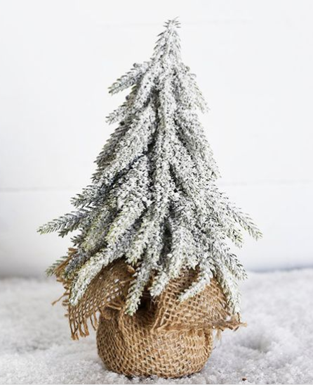 Frosted 8" Holiday Tree in Burlap
