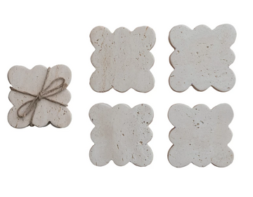 Travertine Coasters w Scalloped Edge