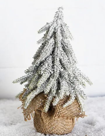 8" Frosted Tree in Burlap