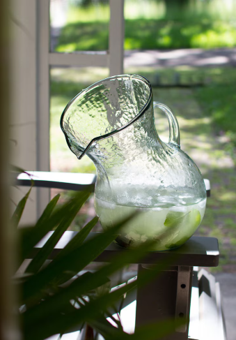 Large Glass Tilted Pitcher