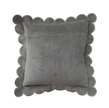 Green Velvet Scalloped Edge Pillow