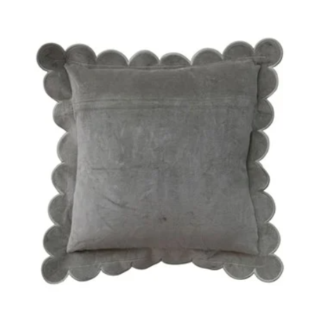 Green Velvet Scalloped Edge Pillow