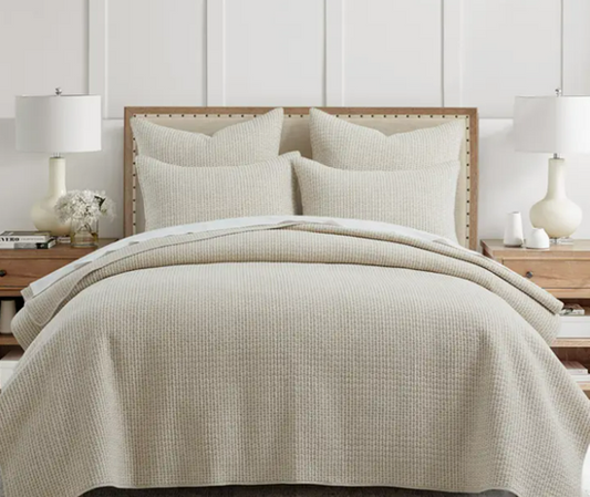 Pick-Stitch Artisan Quilt Set - Taupe King/Cal. King