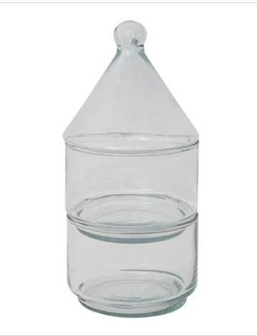 Hand-Blown Recycled Glass Stackable Jars w/ Lid