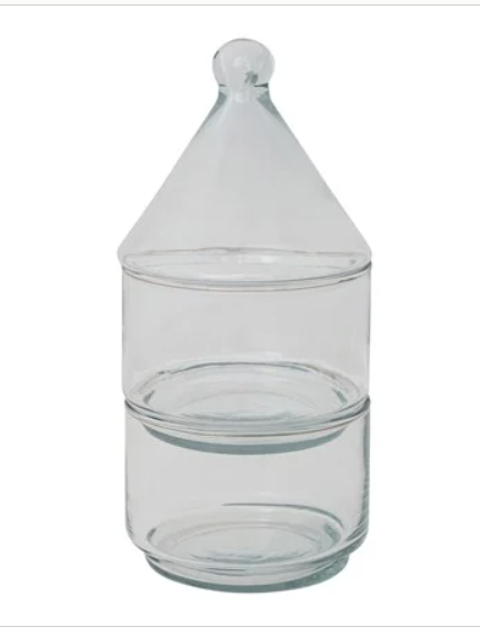 Hand-Blown Recycled Glass Stackable Jars w/ Lid