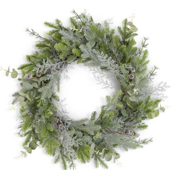 29 Inch Mixed Pine Lotus Root Berry & Eucalyptus Wreath