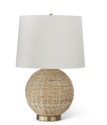 Textured Rattan Woven Lamp w/ Cream Shade