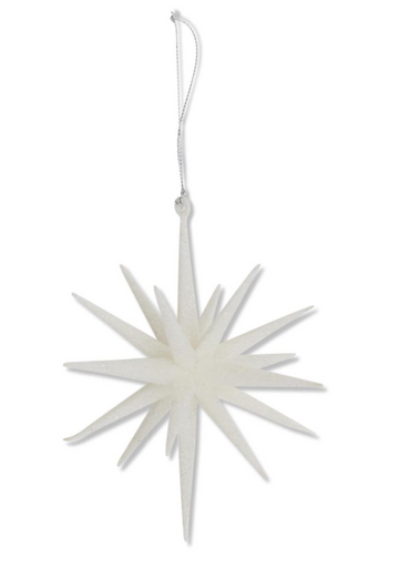 6" White Glitter Star Ornament