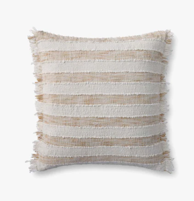Natural & Ivory Striped Fringe Pillow 22 x 22