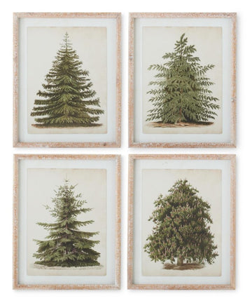 Natural Carved Wood Framed Pine Tree Print