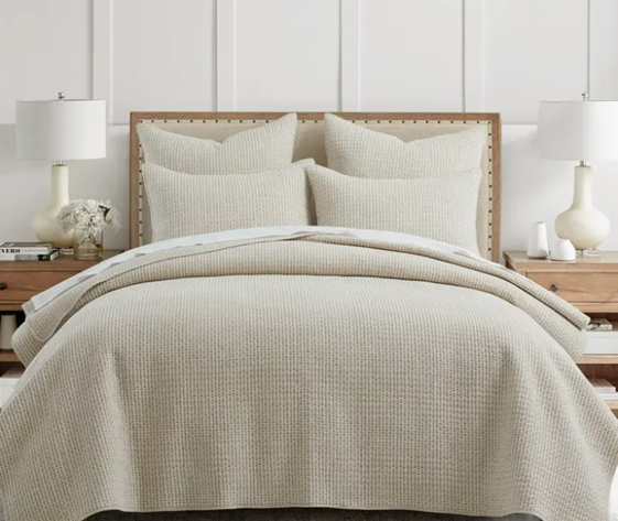 Pick-Stitch Artisan Quilt Set - Taupe Full/Queen